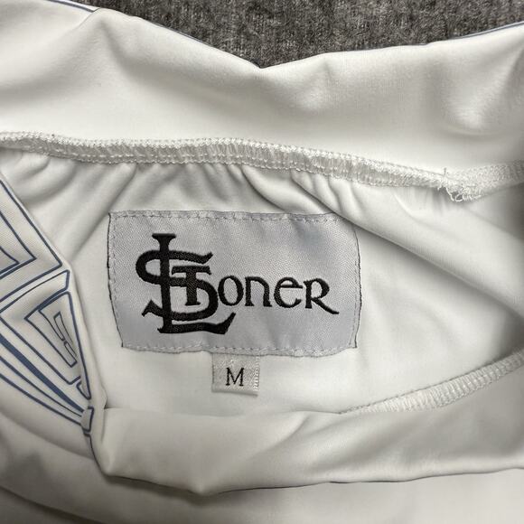 Loner Stoner Long Sleeve Bodysuit Women's Medium White/Blue Stretch Unique Rare - Picture 3 of 7